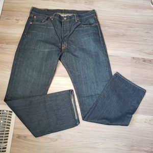 Mens new levi's 501 button fly dark wash size 36x34